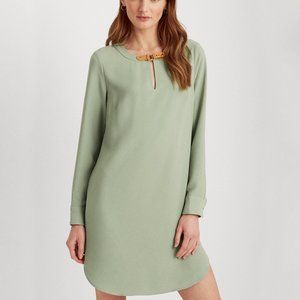 Lauren Ralph Lauren Womens Buckle Trim Double-Faced Shift Dress Size 6 Green